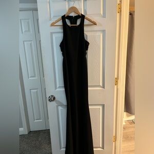 Lulus black long formal dress with side cut outs in excellent condition